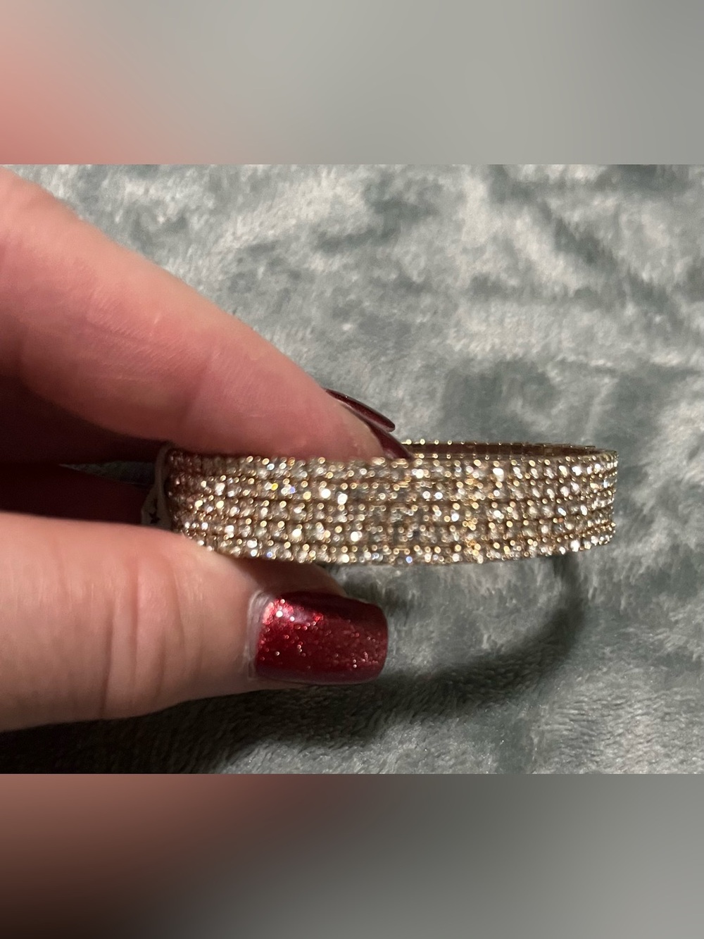✨NWT Gold Tone Crystal Rhinestone Stretch Cuff Bracelet Glam Statement✨